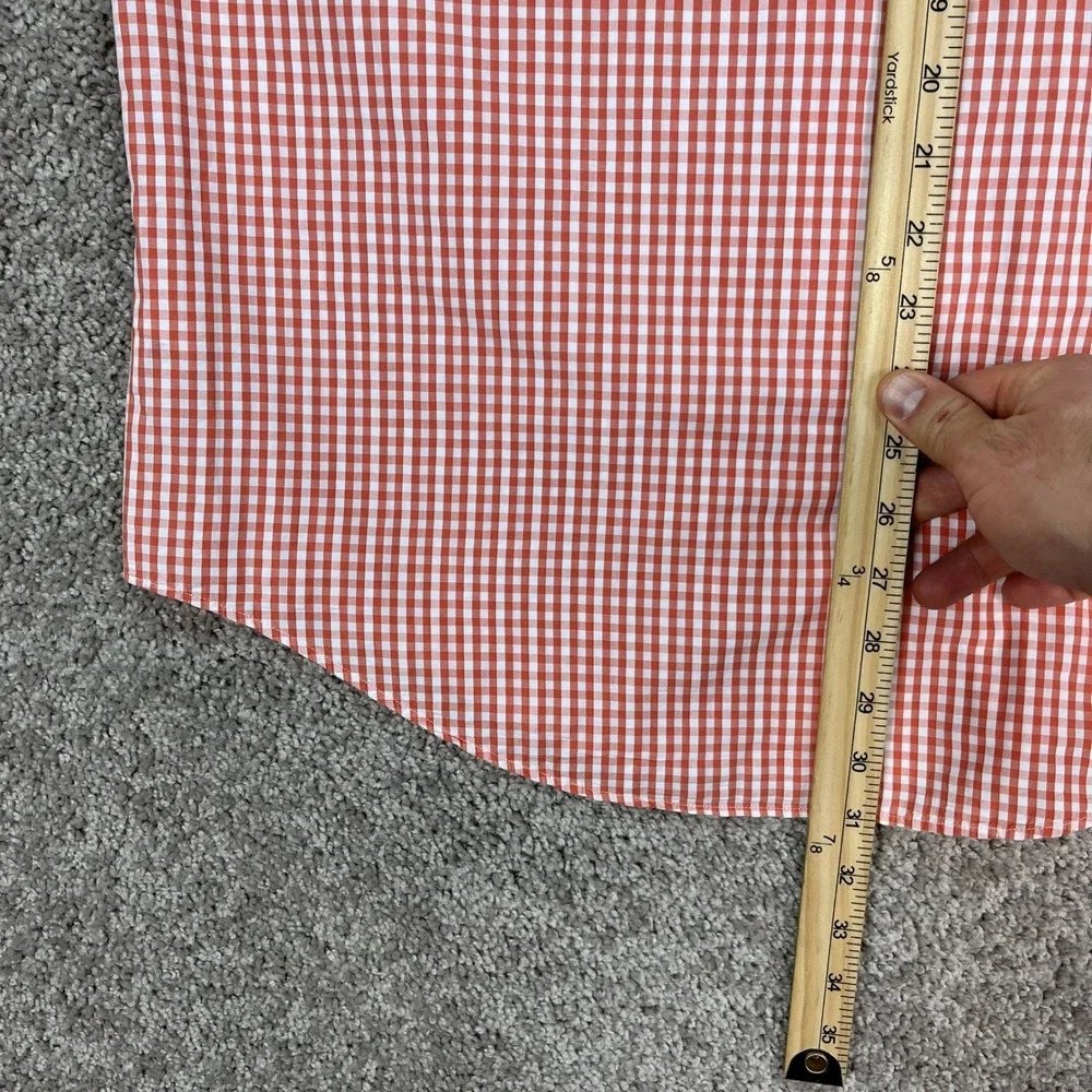 Brooks Brothers Shirt Mens M Orange White‎ Gingham Long Sleeve Button Down EUC